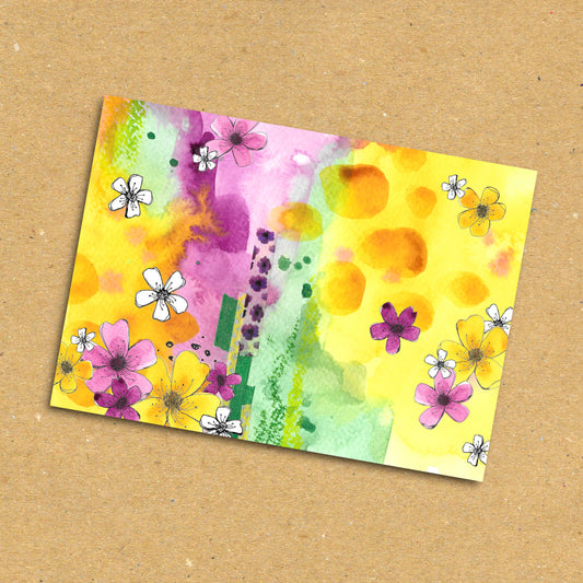 Floral Collage Landscape Postcard x5 Pack