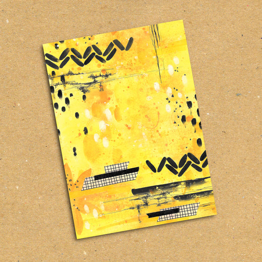 Yellow Abstract Watercolour Postcard x5 Pack