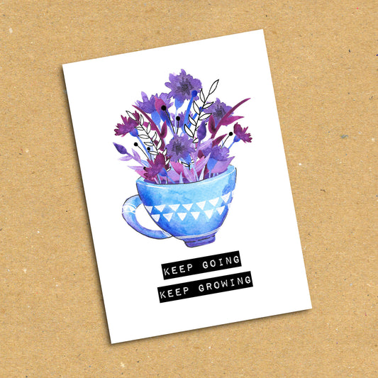 Teacup "Keep Going, Keep Growing" Postcard x5 Pack