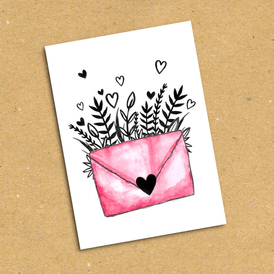 Pink Envelope Postcard x5 Pack