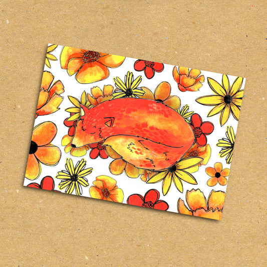 Sleeping Fox Postcard x5 Pack