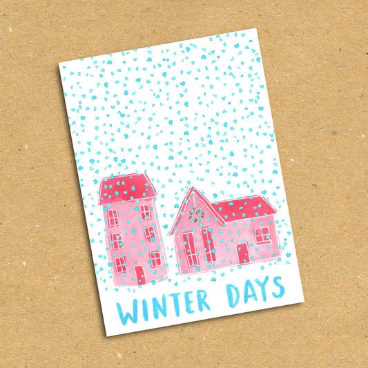 Snow Scene "Winter Days" Postcard x5 Pack